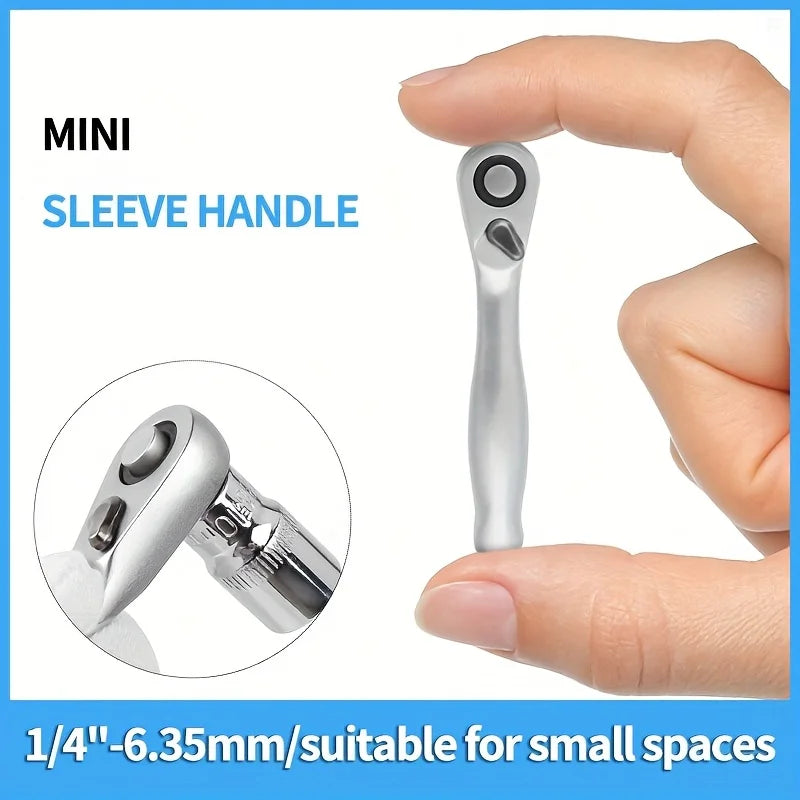 Ratchet Wrench 1/4 Drive Ratchet Handle Mini 72 Teeth Quick Release Socket Spanner Screwdriver Bit Hand Tool