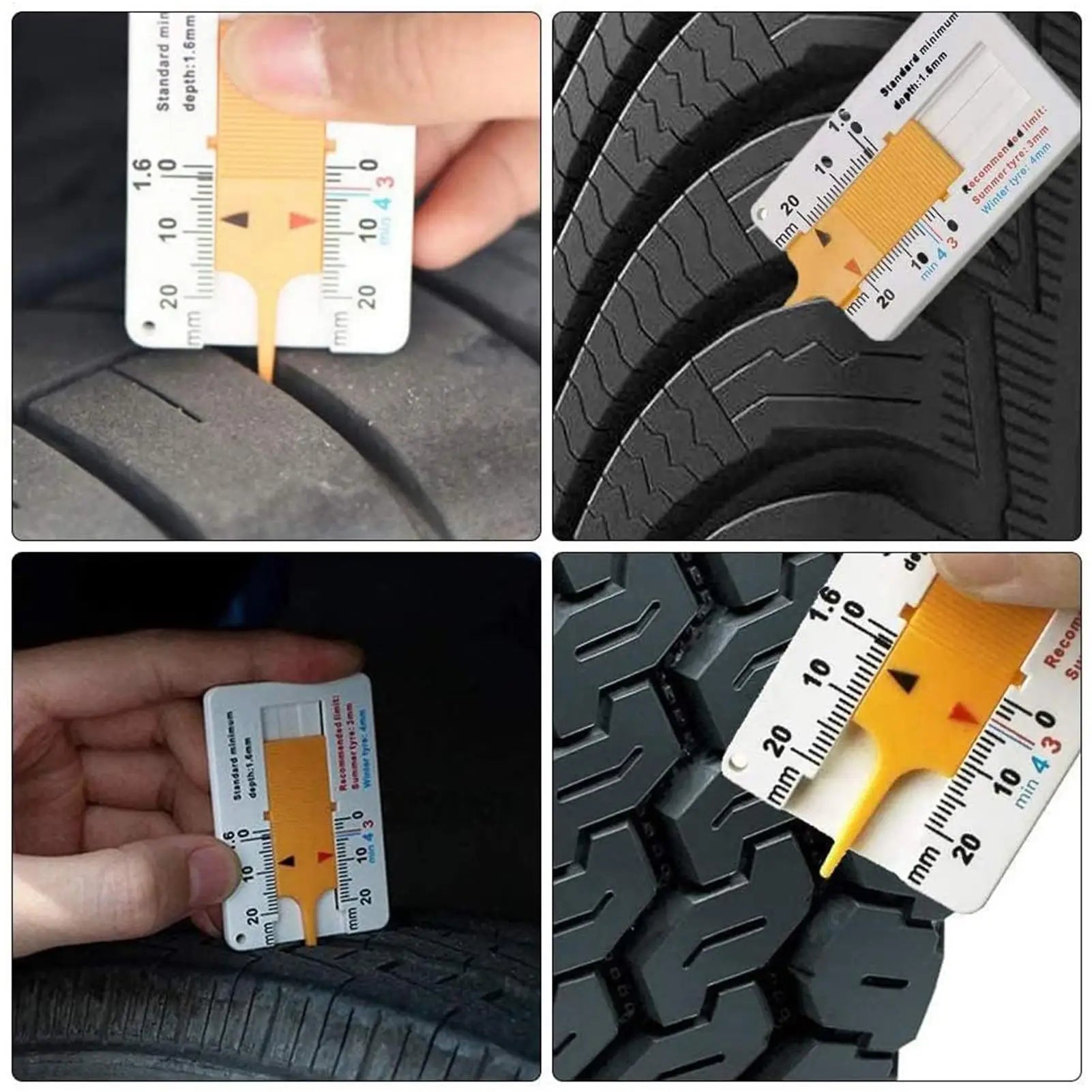 Tyre Tread Depth Depthometer Car Wheel Tread Depthometer Tread Ruler Wheel Measure Tool Plastic Measure Tool