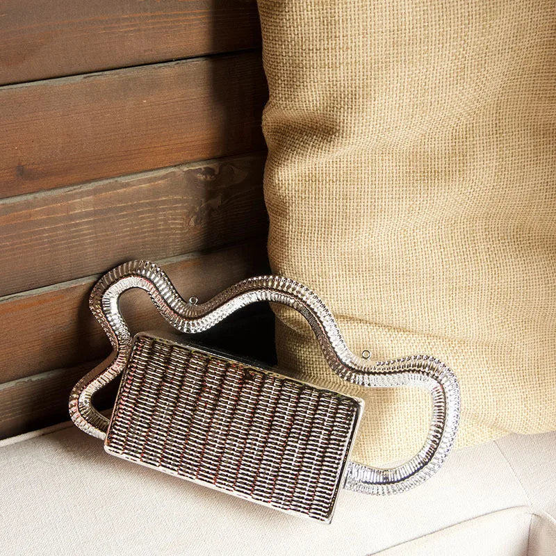 Trendy metallic woven vegetable basket box bag small square bag niche design fashion creative dinner bag