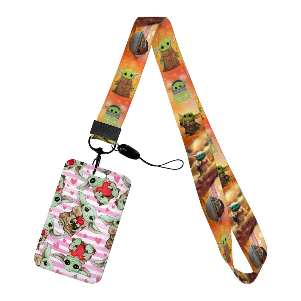 Cartoon Yoda Disney Card Holder Lanyards Minnie Card Holders Neck Strap for Keychain Kids Door Badge Holder Boy Girl Card Case