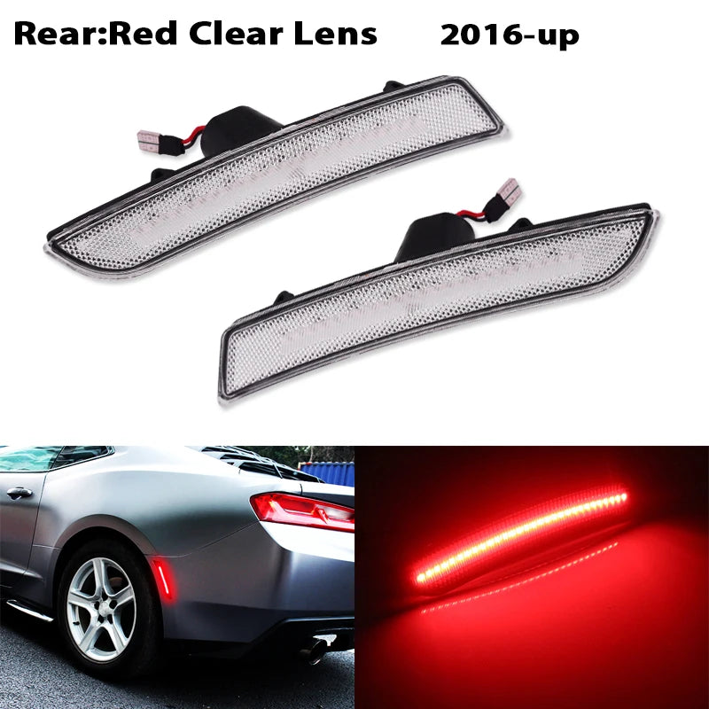 iJDM Amber/Red Front/Rear bumper Full LED Side Marker Light Kit For Chevy Camaro,Replace OEM Turn SignalLights/Driving Lights