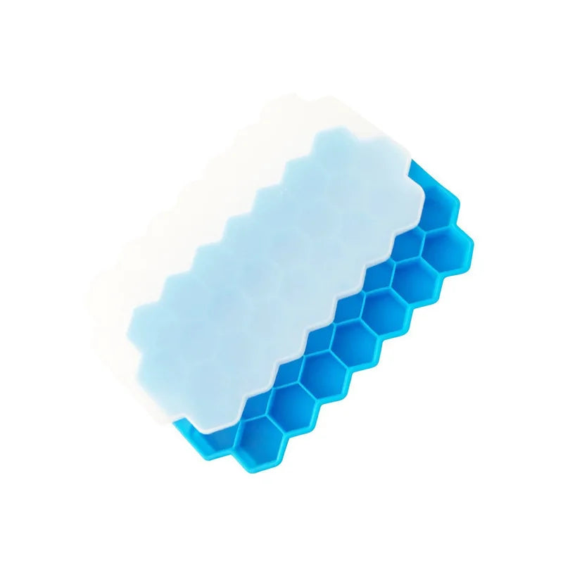 Creative Hexagon 37 Grid Ice Making Honeycomb with Lid Silicone Moulds Refrigerator Homemade Ice Mold Household Ice Making box