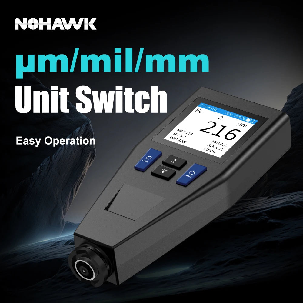 Color Screen Car Coating Thickness Gauge Best Digital Meter for Automotive Paint Thickness Measurement F/NF Automatic Detection