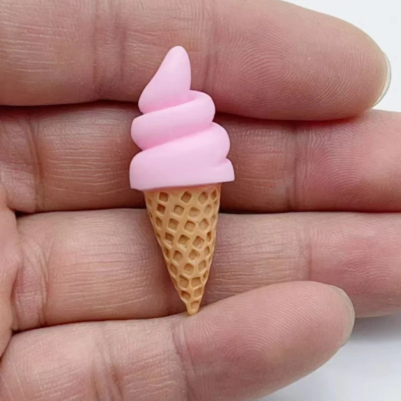 10pcs 3D ice cream cone simulation DIY miniature food  house decoration resin pendant handmade material