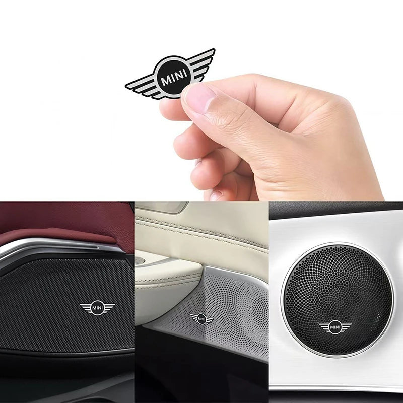 Mini Badge Aluminum 3D Car Audio Stickers For Mini Cooper JCW Works F54 F55 F56 F57 F60 R50 R52 R53 R55 R56 R57 R58 R59 R60 R61