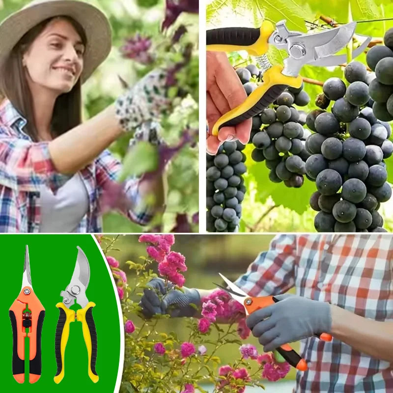 2PCS Gardening Scissors Set Ergonomic non-slip handles Safety lock pruning shears Beginner gardening set Can cut roses and more