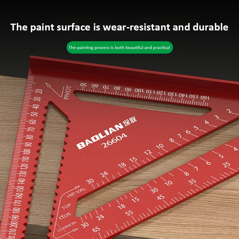 7/12Inch Triangle Ruler High-Precision 90 Degree Woodworking Angle Ruler Metric and Imperial Aluminium Alloy Woodworking Tools