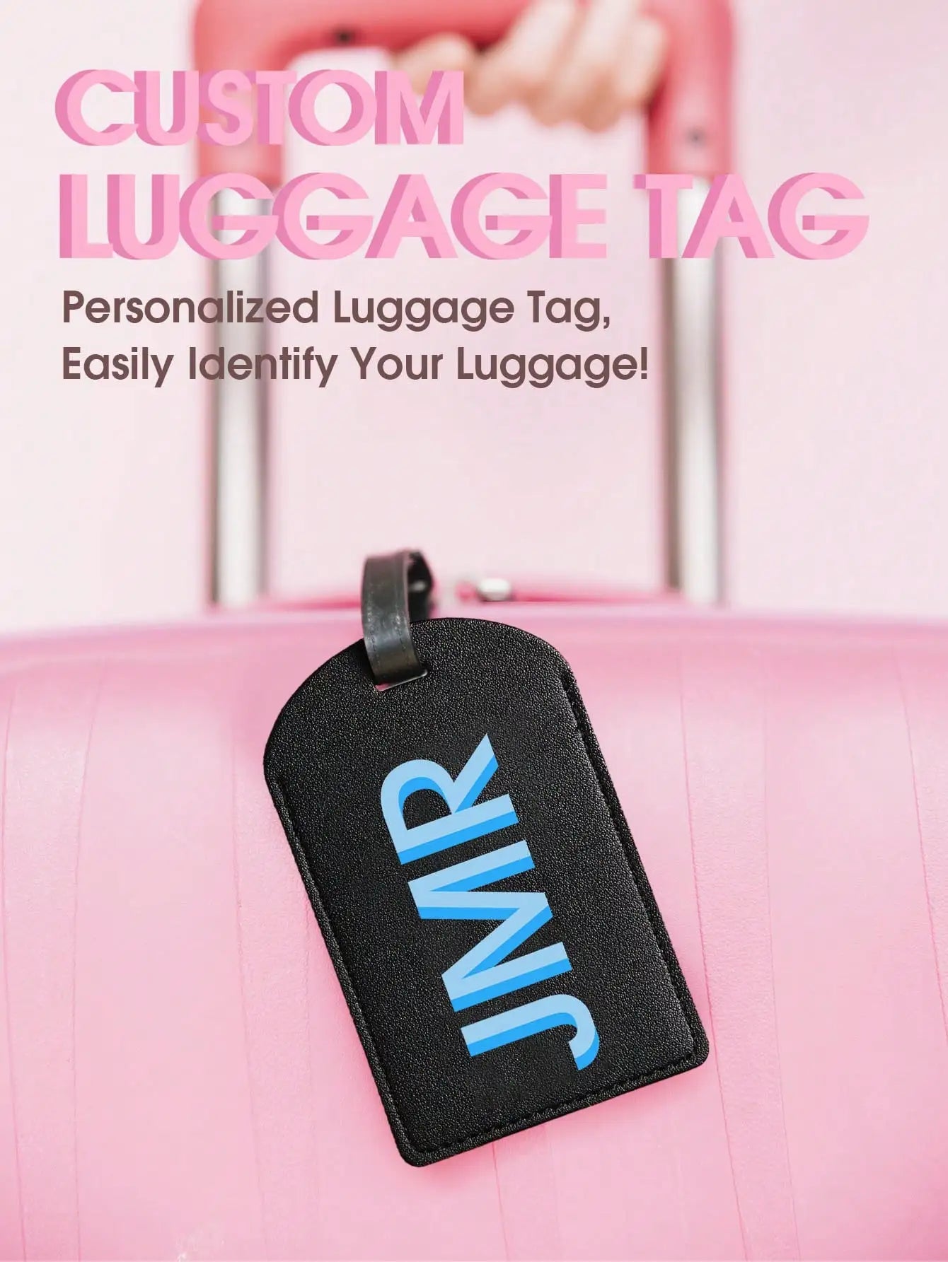 Personalized Initial Luggage Tag Custom Letter PU Leather Travel Bag Tag UV Printed Suitcase ID Label Travel Gift for Women Men