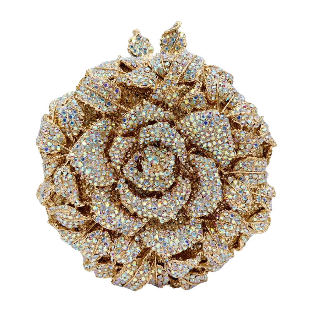 3D Camellia Shaped Clutch Bag, Handcrafted Petal Detail Evening Purse for Gala & Wedding, 2025 Collection