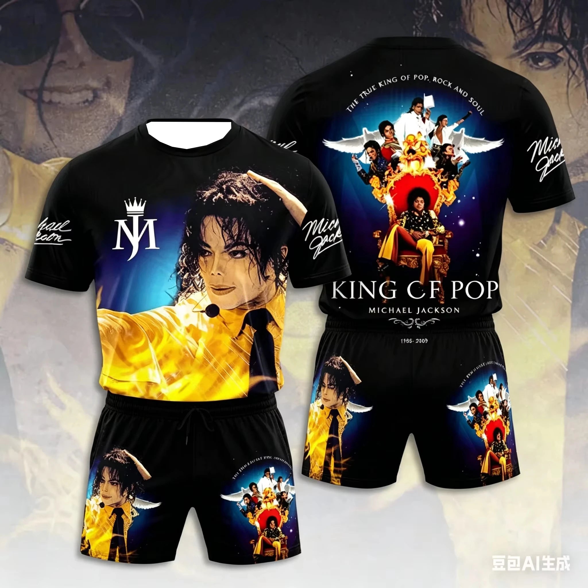 New Men's Summer Two-Piece Set Men's T-Shirt Top Shorts Set Men's Round Neck 3D T-Shirt Loose Casual