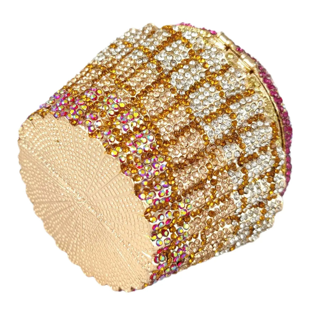 Boutique De FGG Women Mini Cupcake Rhinestone Clutch Purse Crystal Clutch Evening Bag Wedding Purse and Handbag Bridal Party Bag