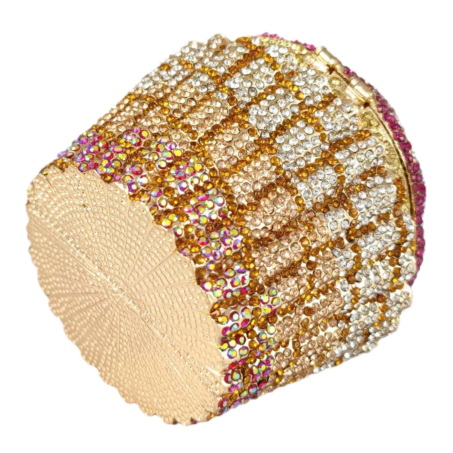 Boutique De FGG Women Mini Cupcake Rhinestone Clutch Purse Crystal Clutch Evening Bag Wedding Purse and Handbag Bridal Party Bag
