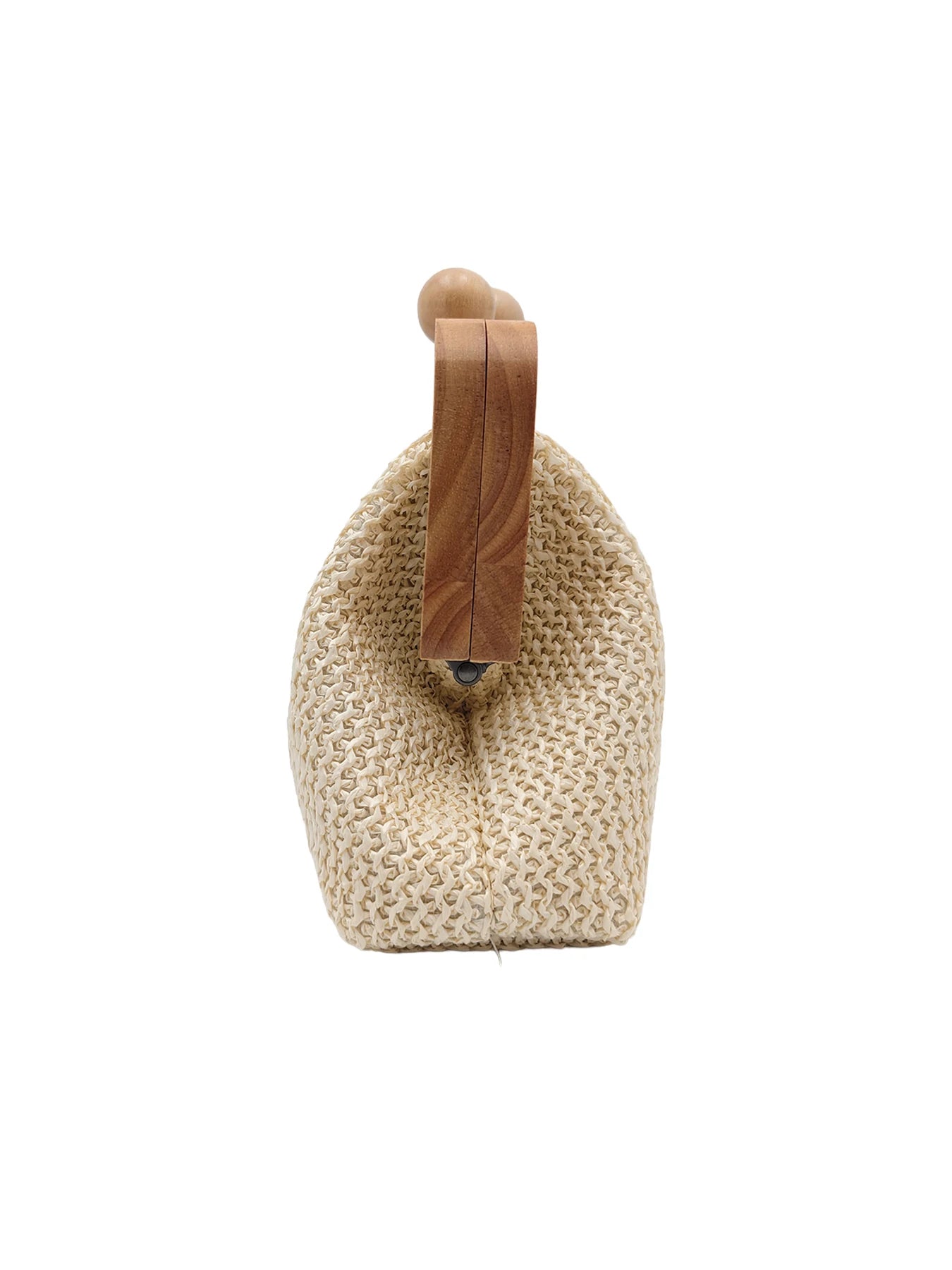 Summer bestseller straw woven clutch for women, wooden frame woven bag, bohemian style beach vacation bag. Off-white high-end te