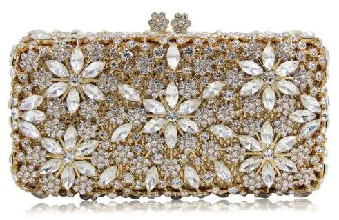 Fashion High Quality Crystal Handbag and Purse Luxury Metal Shiny Rhinestone Clutch Bag Evening Bag