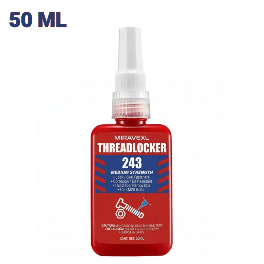 MIRAVEXL 243 Threadlocker Medium Strength Anaerobic Adhesive Antiloose Screw Glue Oil Resistant Fastener Sealant 10ml 50ml