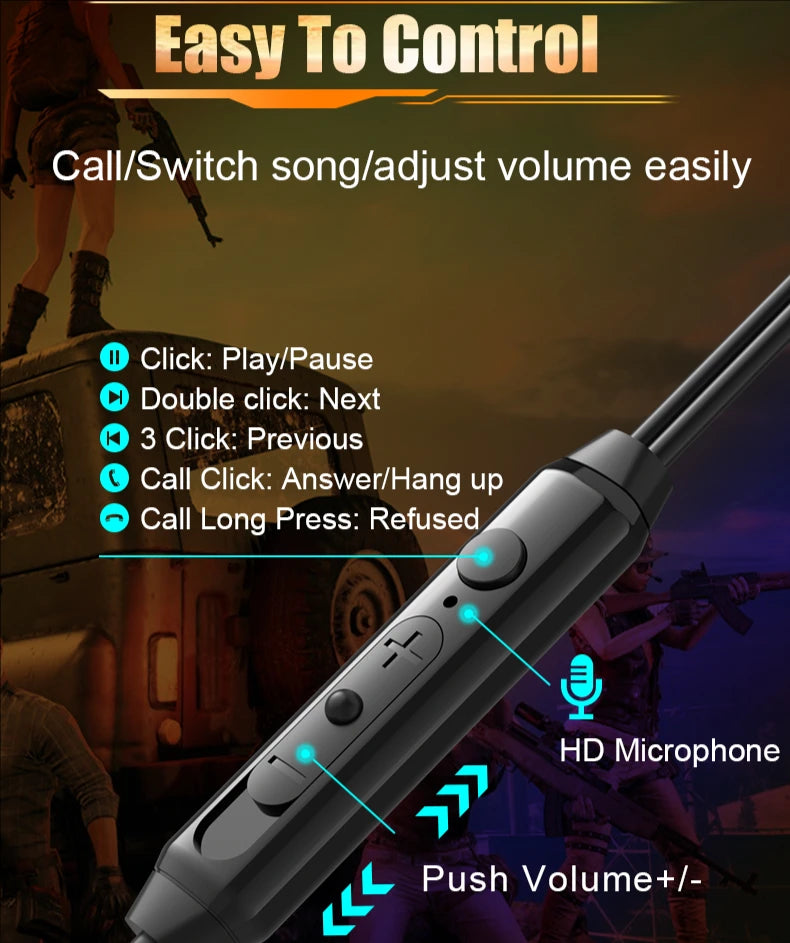 E-Sports Gaming Headphones with 2 Mics Type C&3.5mm In-ear Earphones Surround Sound Headsets with HD Mic Handsfree for Samsung