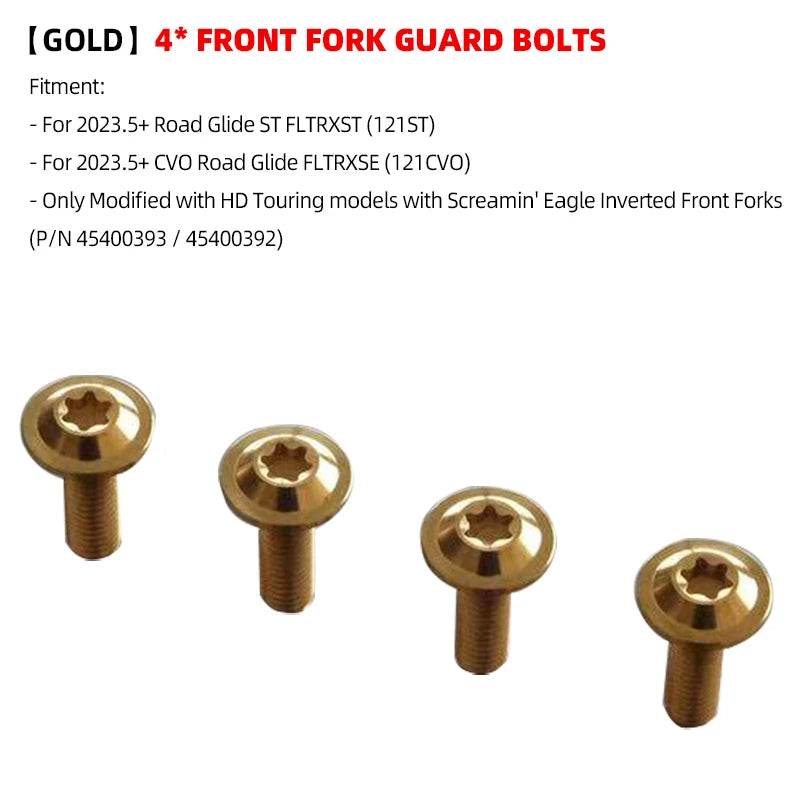 Road Faith Titanium Alloy Motorcycle Caliper Bolt Front Fender Bolts Anti-theft For HD 121CVO 121ST 24-up 117 Road/ Street Glide