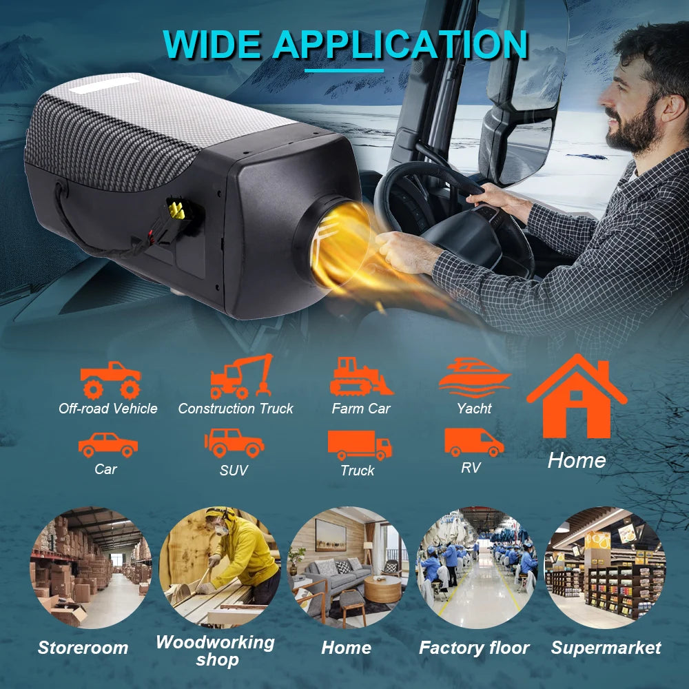 12V24V Diesel Air Heater 2/5/8KW All in One Car Heater with Remote Control for Truck Boat RV Parking Diesel Heater Accessory