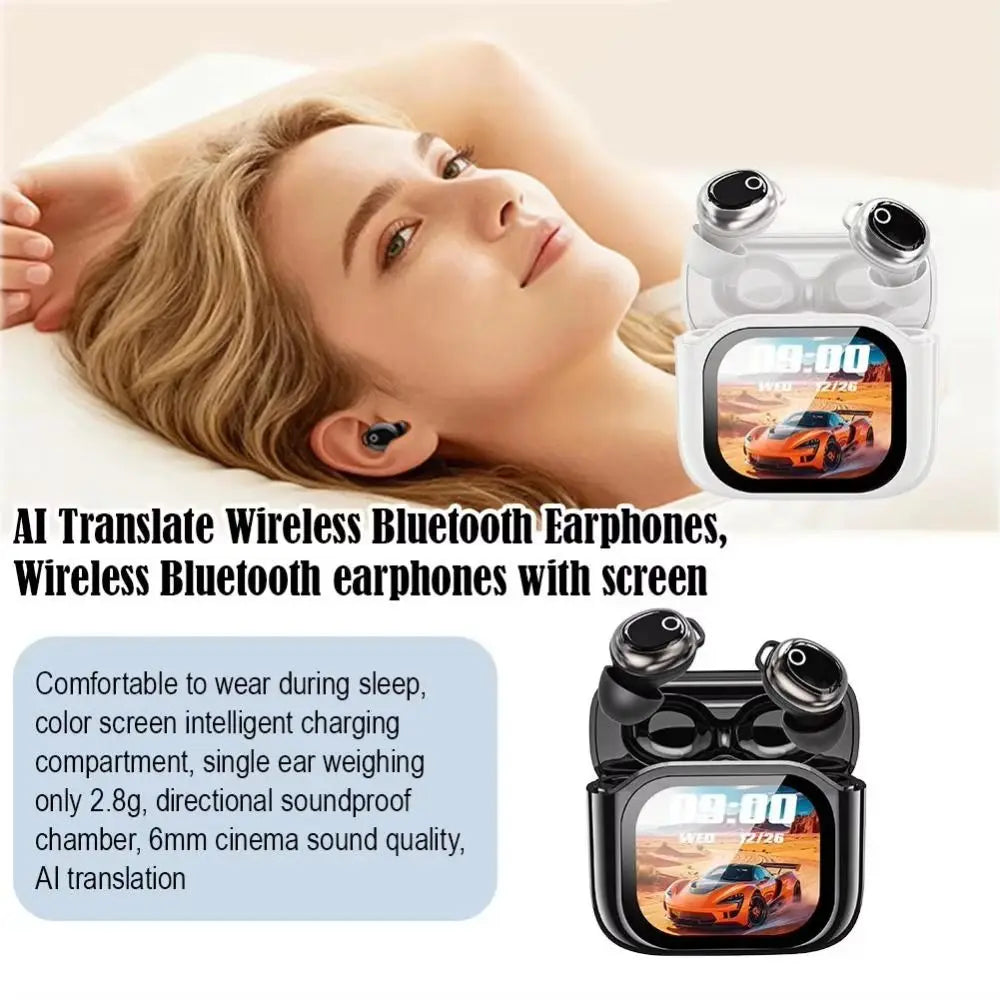 New Wireless Wireless Bluetooth Earphones With Screen Heavy Bass Sports Earbuds Bluetooth AI Translation Music Earbuds Running