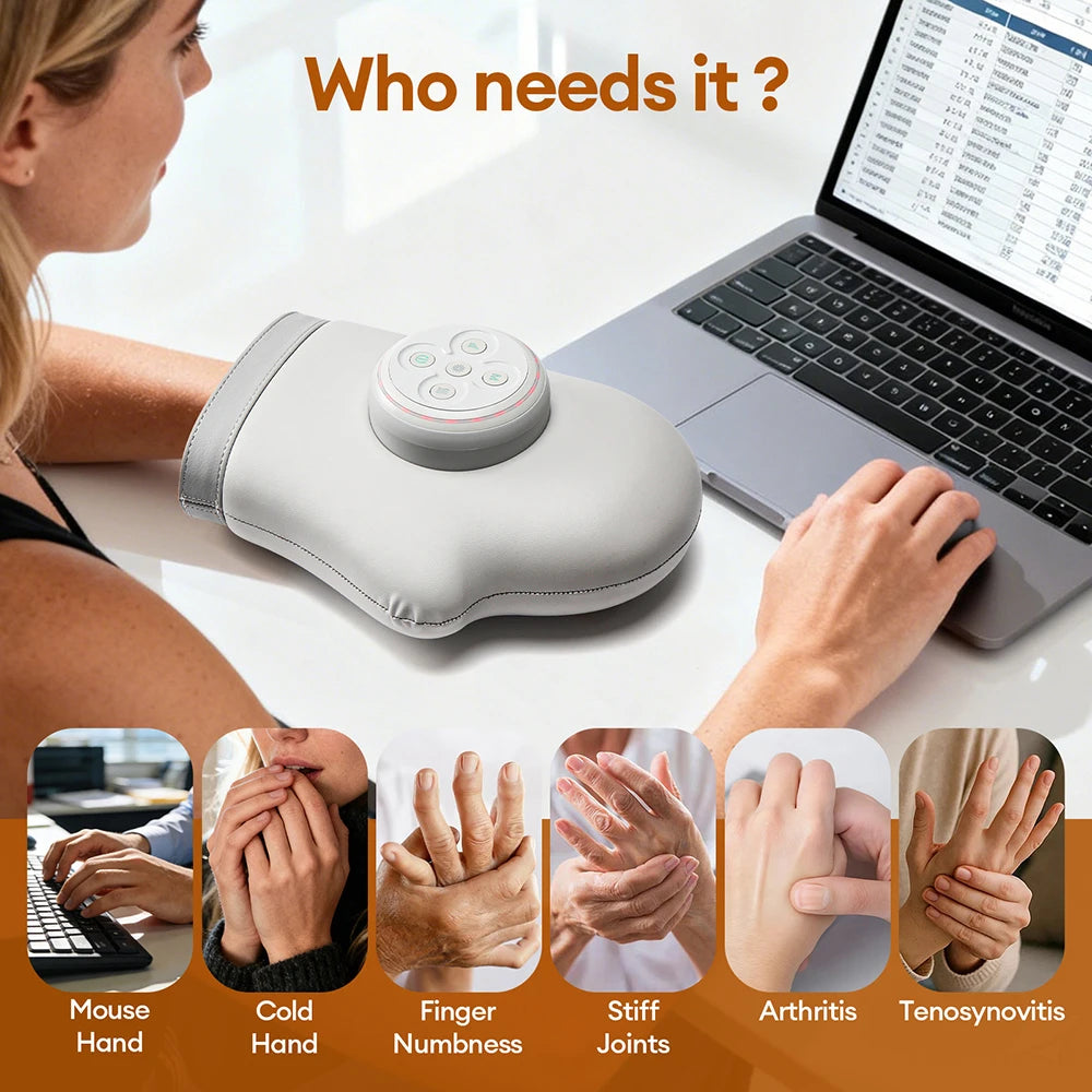 Electric Hand Massager Air Pressure Kneading Wrist Massager Airbag Finger Massage Glove Hot Compress Acupoint Finger masajeador