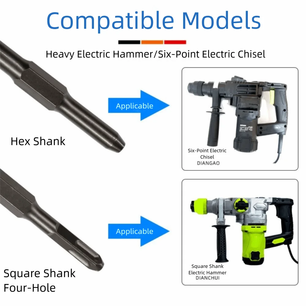 High-quality Hexagonal Shank Slotting Flat Chisel Steel Silver Impact Bit Wear-resistant High Hardness Impact Drill Bit Concrete