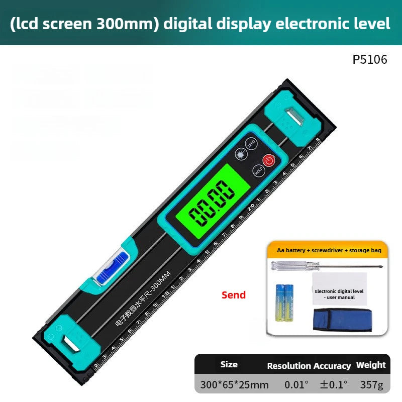Household Level Ruler High-precision Magnetic Measuring Tool Multi-functional LCD Display Horizontal Ruler Portable Gauging Tool