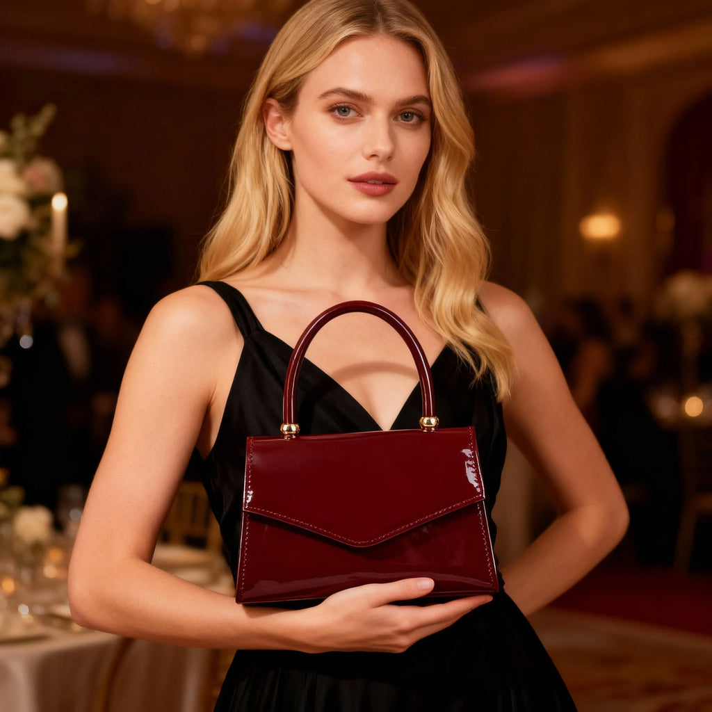 New vintage high-end evening bag with glossy texture, versatile handbag for all kinds of formal party dresses.