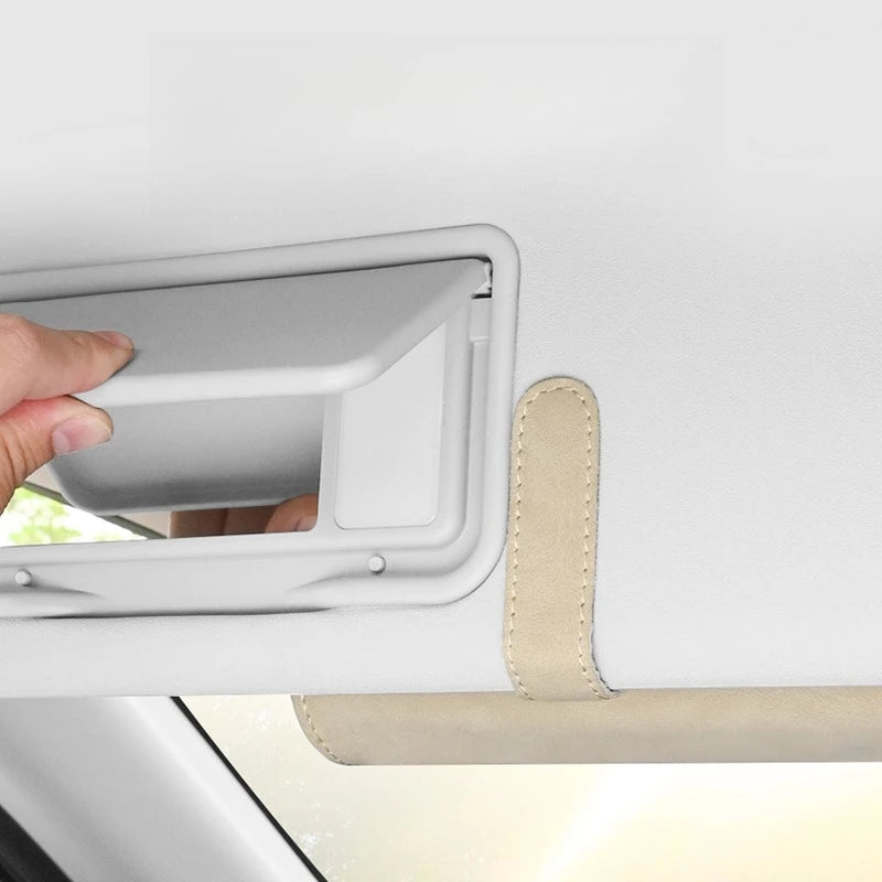 Suede Leather Car Eyeglass Case Automatic Closing Non-slip Auto Sun Visor Glasses Holder Magnetic Multi-functional Eyewear Clips