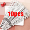 10-100pcs Reusable Stainless Steel Barbecue Skewers BBQ Needle Anti-skid Barbecue Meat Sticks Home Outdoor Camping Picnic Tools
