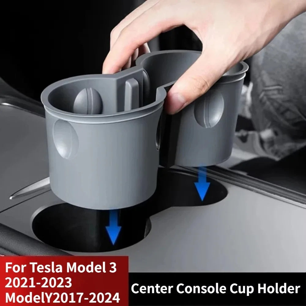 Portable Double Hole Car Cup Holder Made of TPE Universal Fit Vehicle Center Console Storage Box Interior Gadget
