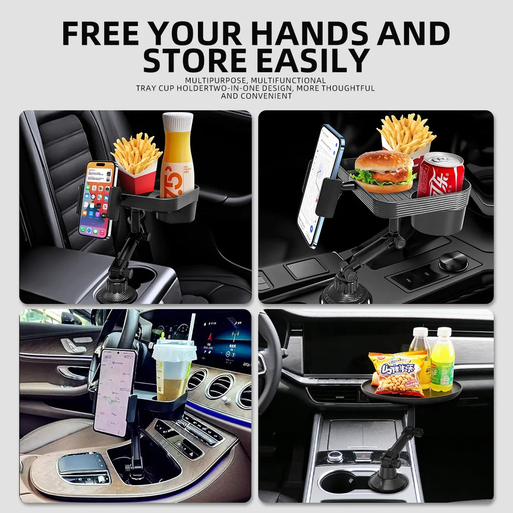 Car Cup Phone Holder Stand Mount Tray 360° Degree Rotation Table Slot Food Organized Adjustable Drink Accesories for iphone