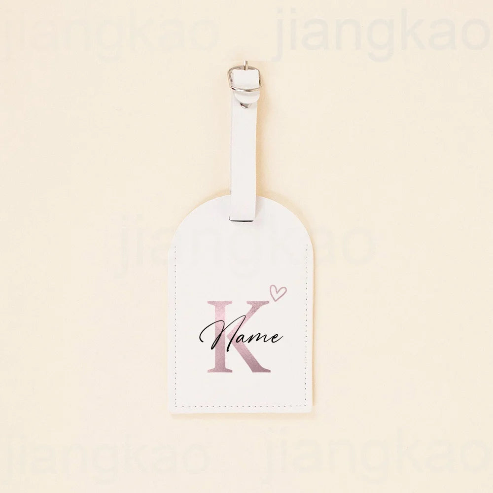 Personalized PU Luggage Tag Heart Letter with Name Suitcase Label Baggage Tags Travel Accessorie Wedding Birthday Gift for Her