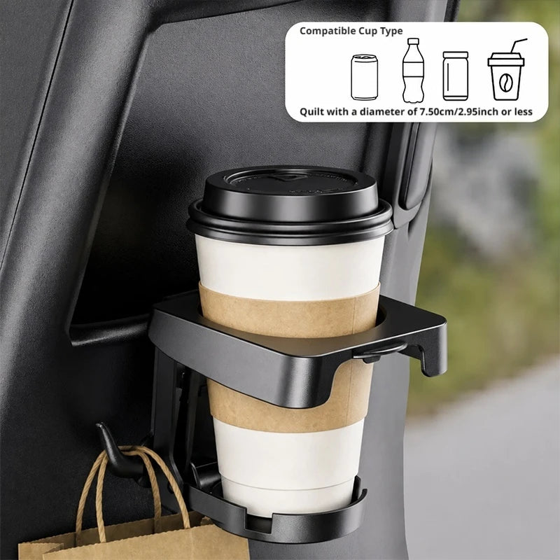 SEAMETAL Universal Foldable Cup Holder For Car & Motorcycle Anti-Slip Drink Holder With Hook Multifunctional Beverage Stand