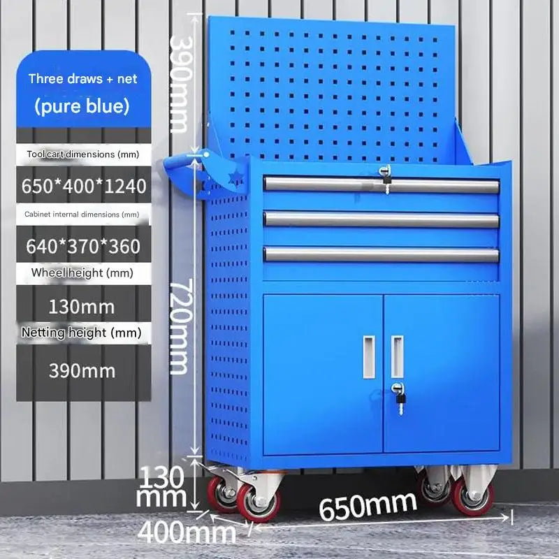 Heavy-Duty Automotive Repair Tool Cart Mobile Hardware Storage Trolley for Workshop Or Laboratory Use