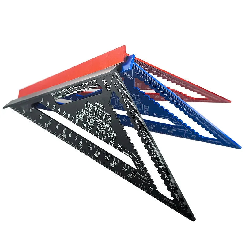 New 7Inch Triangle Ruler Measurement Tool Aluminium Alloy Carpenter Tools Inch Metric Angle Ruler Speed Square Woodworking Tools