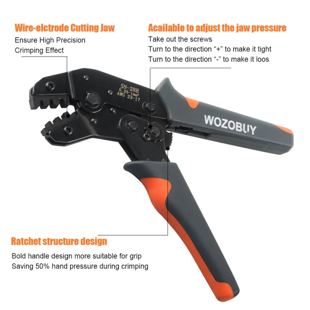 Crimper for Micro Connector Pin or Crimping Tool Kit,AWG23-17 Crimping Pliers for JST, Dupont, Molex, AMP EI Series