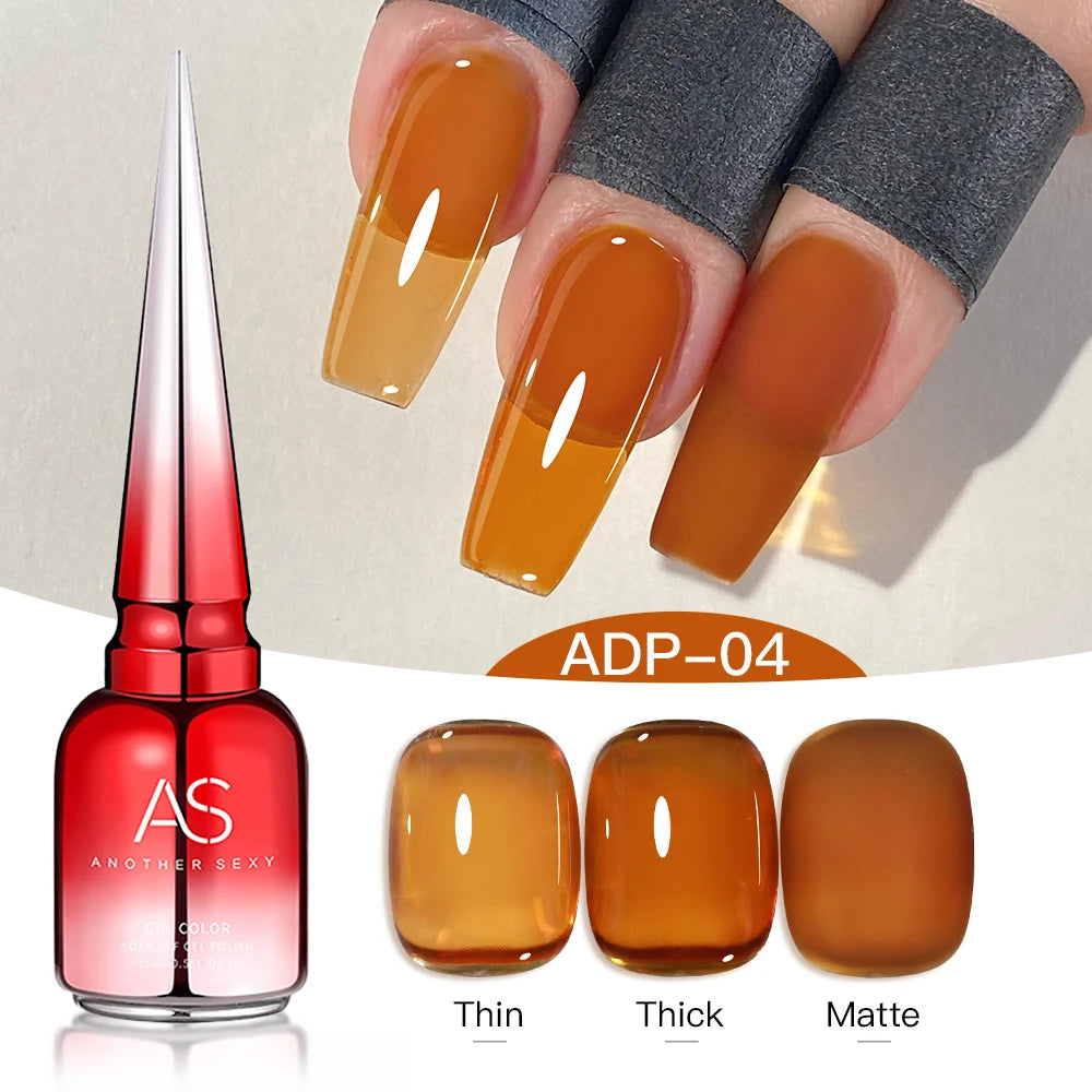 AS 15ml Translucent Amber Gel Nail Polish Brown Colour Varnish Gel Long Lasting Semi Permanent Tortoiseshell Nails Vernis
