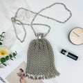 Niche Design New Gold and Silver Soft Metal Mesh Phone Bag High Quality Women's Evening Lipstick Bag Handwoven Fashionable Bag
