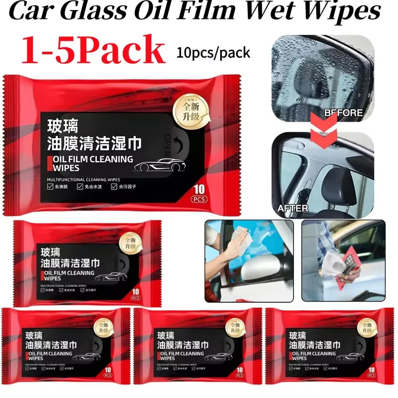 10Pcs Car Glass Oil Film Removal Wipes Car Window Glass Oil Film Remover Oil Film Cleaning Wipes Glass Windshield Cleaning Wipes
