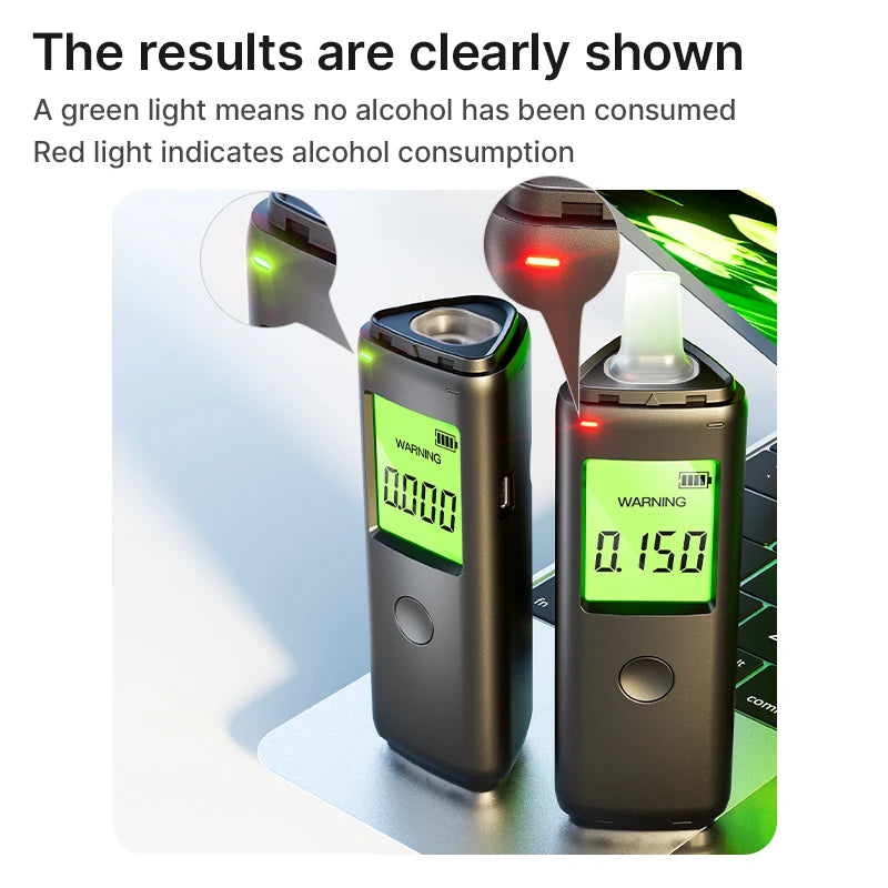 Professional Breathalyzer  ZW Rechargeable Alcohol Tester High Precision Testing Prevent Drunk Driving