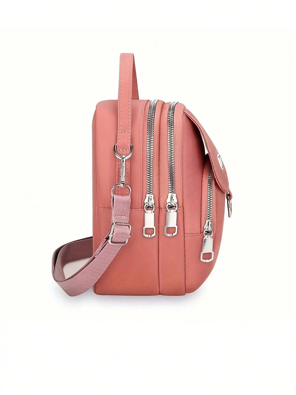 1pc Women's Nylon Shoulder Bag Heart Butterfly Pattern Casual Mini Crossbody Bag Adjustable Multi-Layer Solid Color Hand Bag