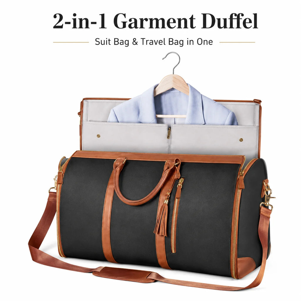 2 in 1 Convertible Garment Duffel Bag for Men Business Travel Suit Bag Large Capacity Weekend Overnight Bag with Shoulder Strap