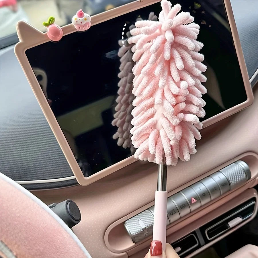 Mini Car Dust Brush - Extendable, Bendable Ultrafine Fiber Cleaning Tool for Home & Car Interior - Polyester Fiber Material