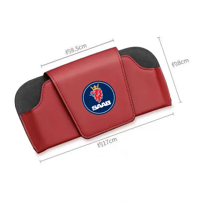 Car Sun Visor Leather Auto Sunglasses Clip Glasses Holder case Storage for SAAB 900 9000 9-3 9-5 99 Turbo 96 9-7X 9-4X