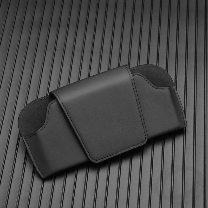 1pcs Universal Black Car Glasses Case Sunshade Clip Magnetic Buckle Glasses Storage Box Glasses Holder