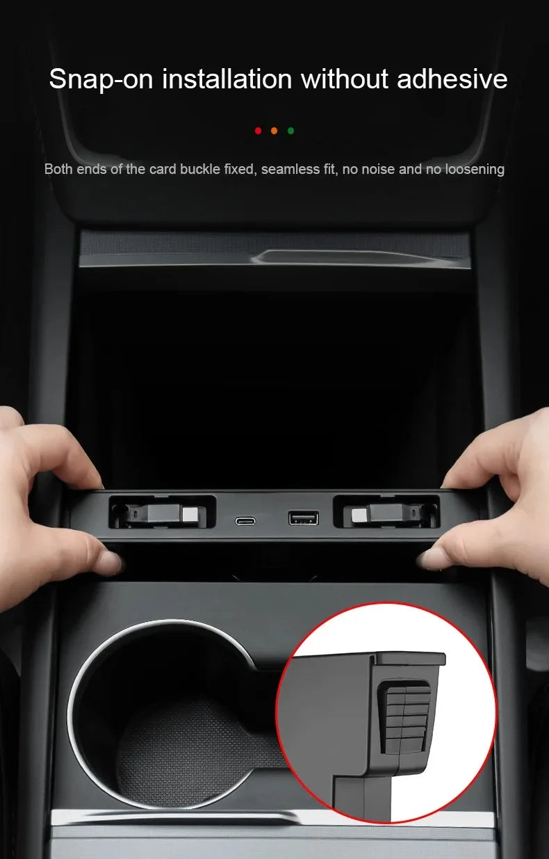 For Tesla Model Y Juniper Fast Charger USB Shunt Docking Station for Model 3 Highland Sunken Adapter Powered Splitter Extension