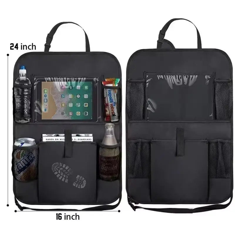 Car Seat Organizer Multifunctional Oxford Fabric Car Back Multi Pocket Storage Bag with Tablet Holder Protector for Kids