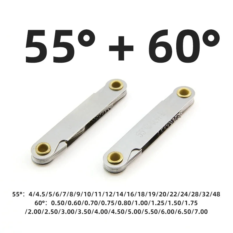 55/60 Degree Thread Plug Gauge Metric Imperial Gear Tooth Screw Pitch Gauge Carbon Steel Measuring Tool Tap Thread Measurement