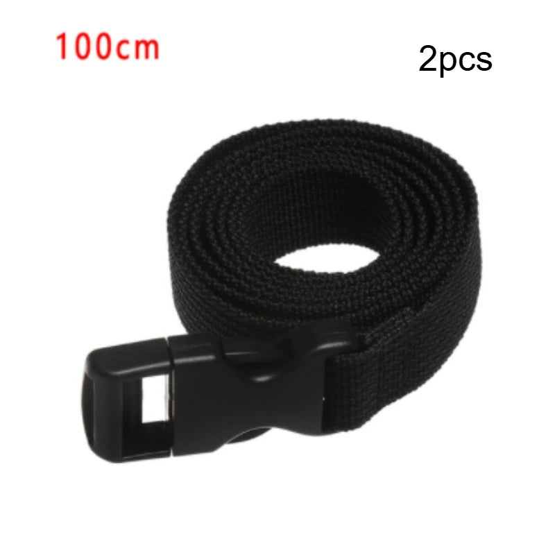 2pcs Travel Tied Black Durable Nylon Cargo Tie Down Luggage Lash Belt Strap With Cam Buckle Travel Kits Outdoor Camping Tool