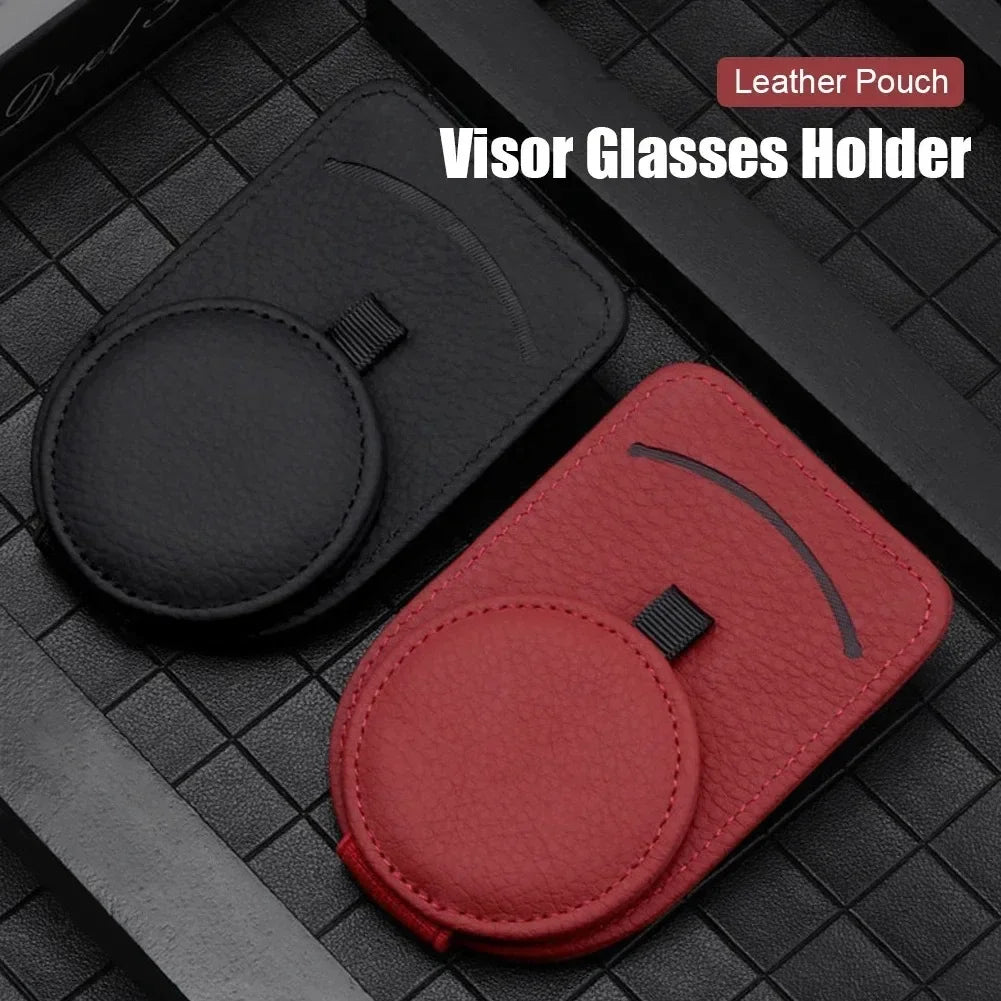 Car Sunglasses Bracket Sunshade Glasses Clip Multi functional Leather Glasses Hanger Portable Ticket Card Clip Car Accessories